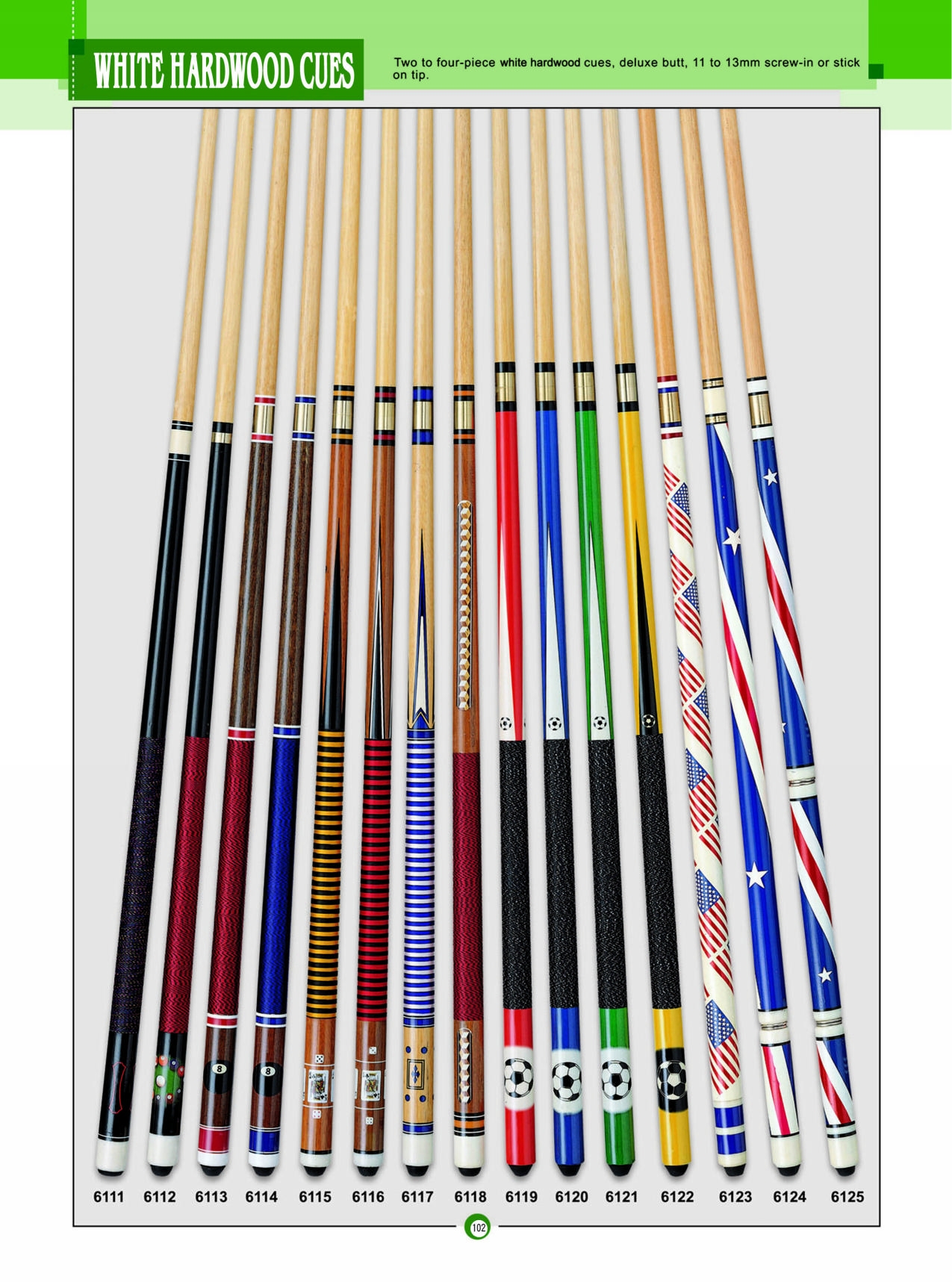 WHITE HARDWOOD CUES