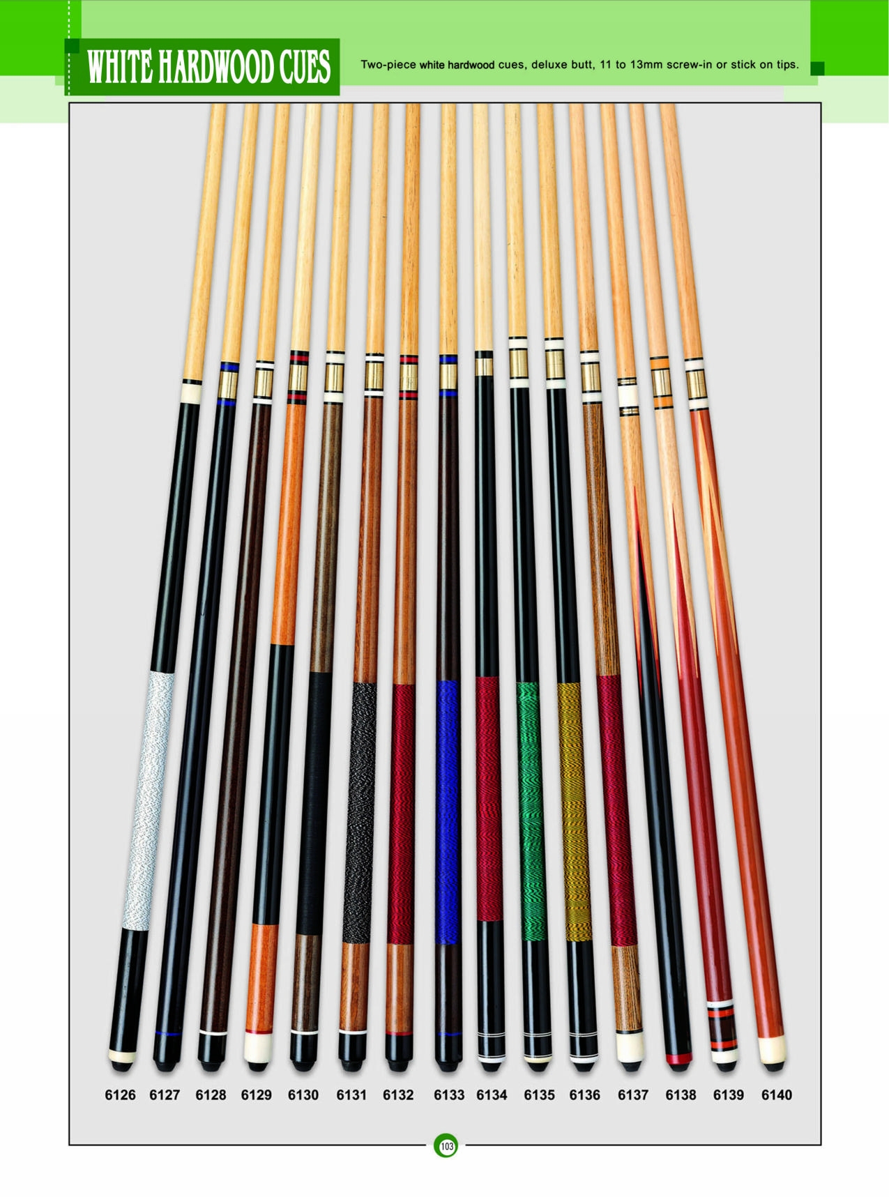 WHITE HARDWOOD CUES