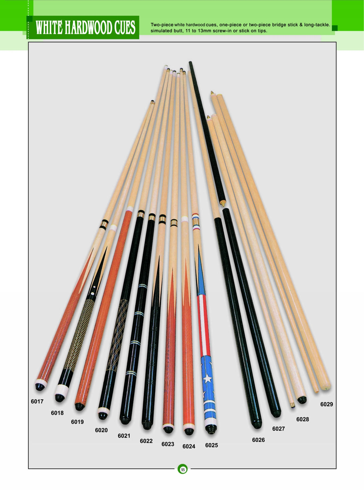 WHITE HARDWOOD CUES