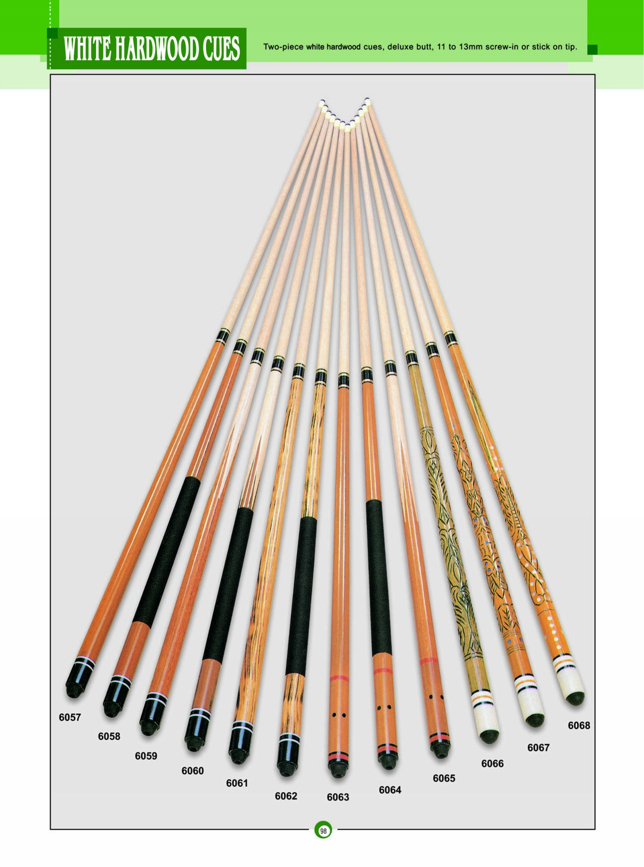 WHITE HARDWOOD CUES